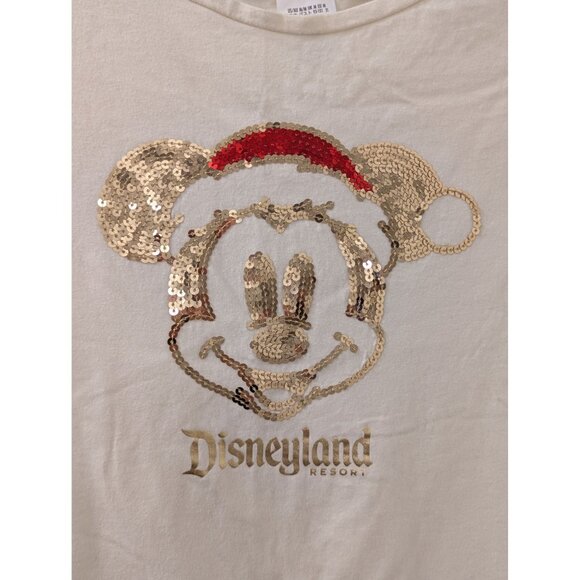 Disneyland Resort Womens Sequined Mickey Mouse Cotton Tee Shirt Medium - Picture 2 of 5